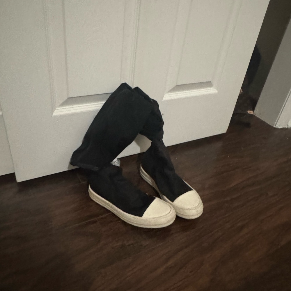 Rick Owens DRKSHDW Black and White Over-the-Knee Boots